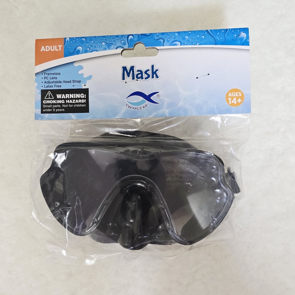 New Black Adult Swim Mask Goggles by SwimGear Clear Tint Ages 14+ Snorkeling